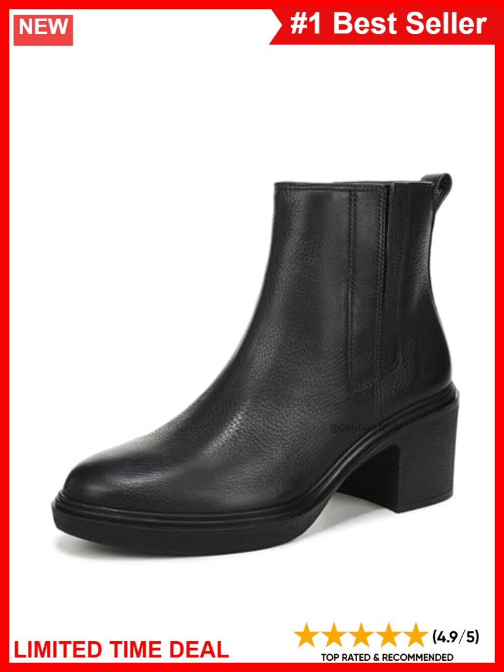 Savannah Water-Resistant Leather Pointed Toe Heeled Ankle Bootie